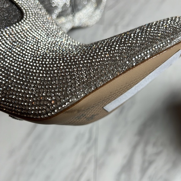 Gianni Bini western rhinestone silver copy point toe heel boot bootie shoe 6 - Picture 10 of 12